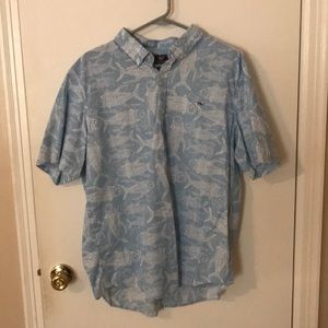 Vineyard vines light blue button down fish pattern